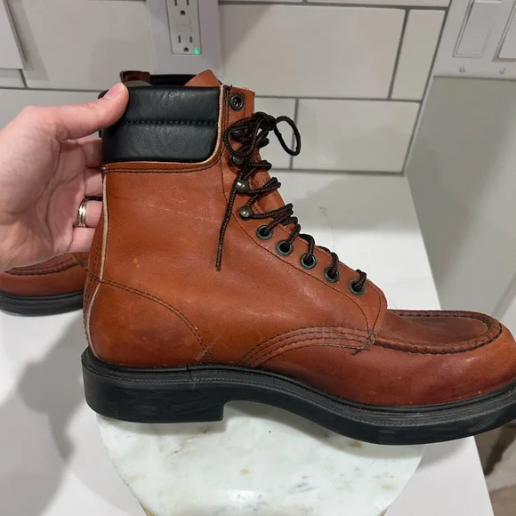 Vintage Red Wings Steel Toe Work Boot High Ankle Size 7.5 B Men’s Leather